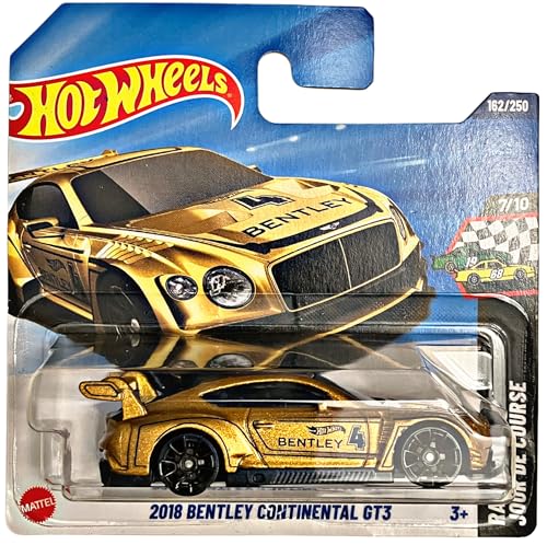 Hot Wheels - 2018 Bentley Continental GT3 - JBC18 - Race Day 7/10 - Gold GT3 Racing Car as Officially Licensed Bentley Model in 1:64 Scale - Mattel 2025 (162/250)