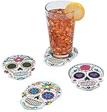 Fun Express Day of The Dead Coasters (Set of 12 Sugar Skulls) Halloween Party Supplies