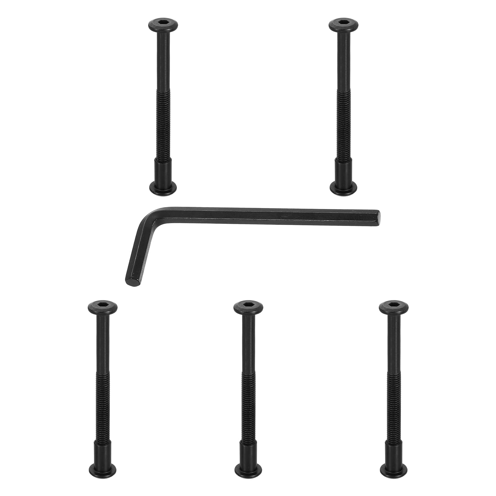 PATIKIL M8x100mm Male Hex Chicago Screws, 5Pcs Carbon Steel Metric Hex Drive Socket Cap Binding Post Screw Posts for Scrapbook Leather Belt Album Furniture, Black(Female 10x18mm)