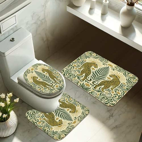 Rideau de douche étanche anti-éclaboussures 183x183 cm avec tapis vert et motifs plantes - 6