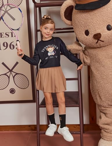 Image of Arshiner Girls Crop Tops Kids Long Sleeve Pullover Sweatshirts Girls Cropped Crewneck Sweatshirt for Teen Girl