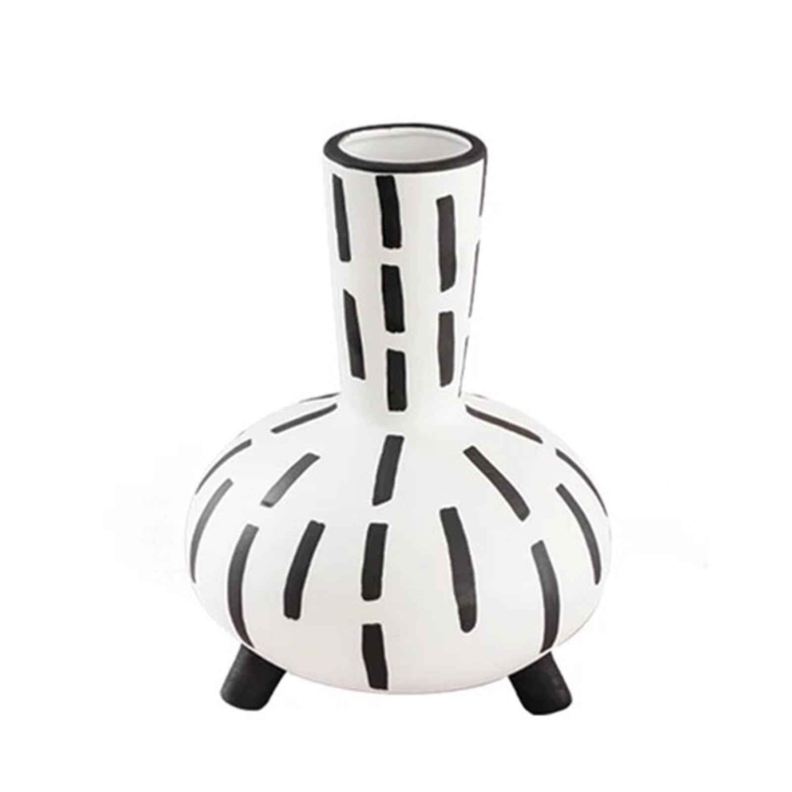 Vase géométrique en céramique noir et blanc moderne pour salon