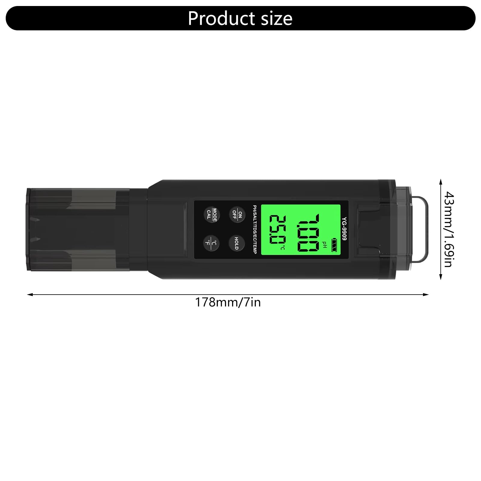 5 in 1 tester dell'acqua di Digital del misuratore di temperatura di salinità per l'ambiente portatile idroponico