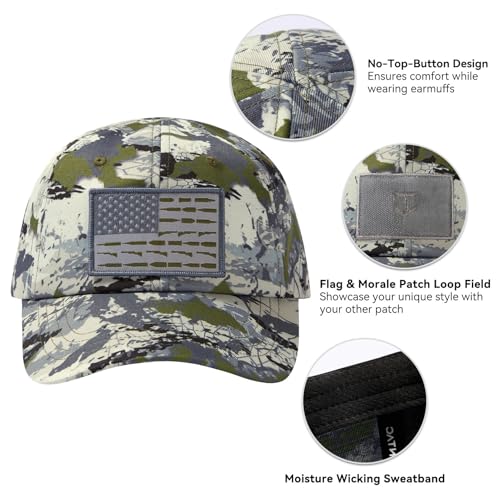 Image of Tactical Hat with Flag Patch Camo Military Army Hats Adjustable Trucker Baseball Cap Soft Top for Shooting