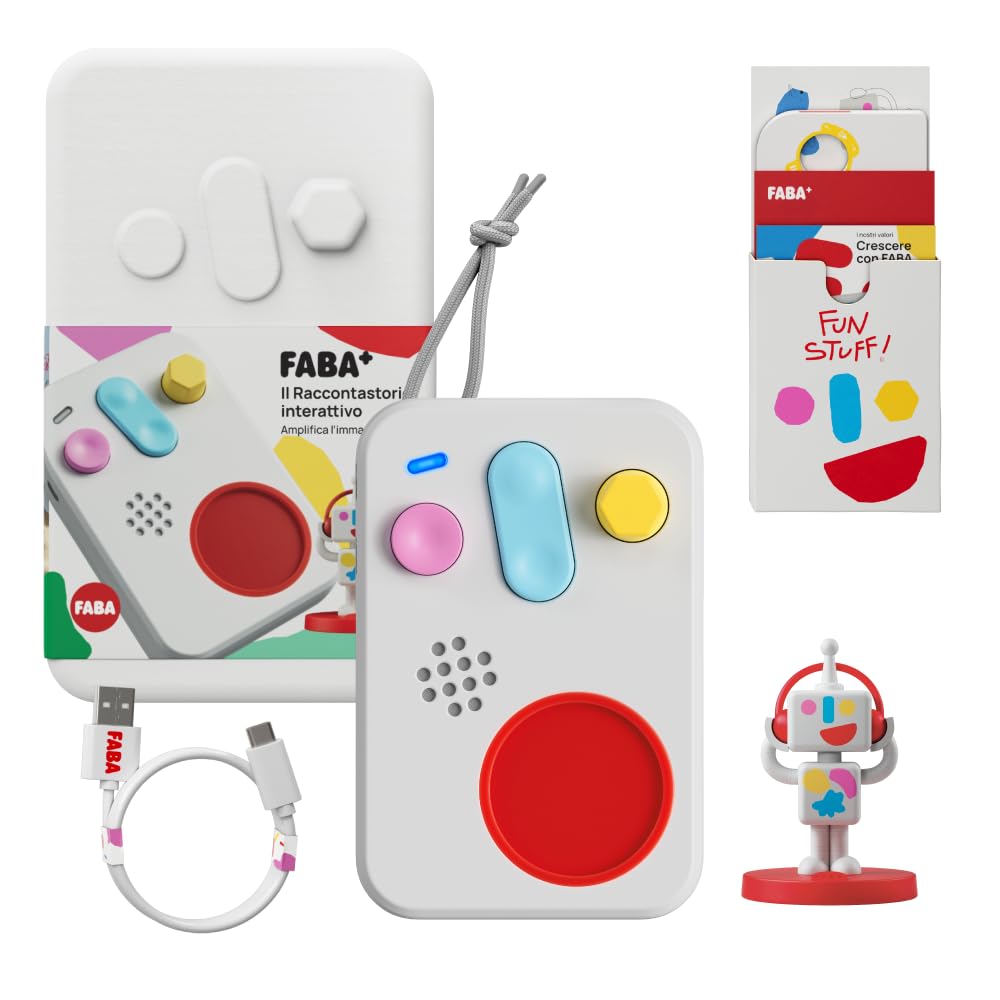 FABA + Contador de Historias Interactivo para niños con Contenido de Audio de 0 a 10 años, Caja de Audio con Personaje sonoro Faba•Me, luz Nocturna, Rutina de Dormir, Juego Educativo Musical, versión