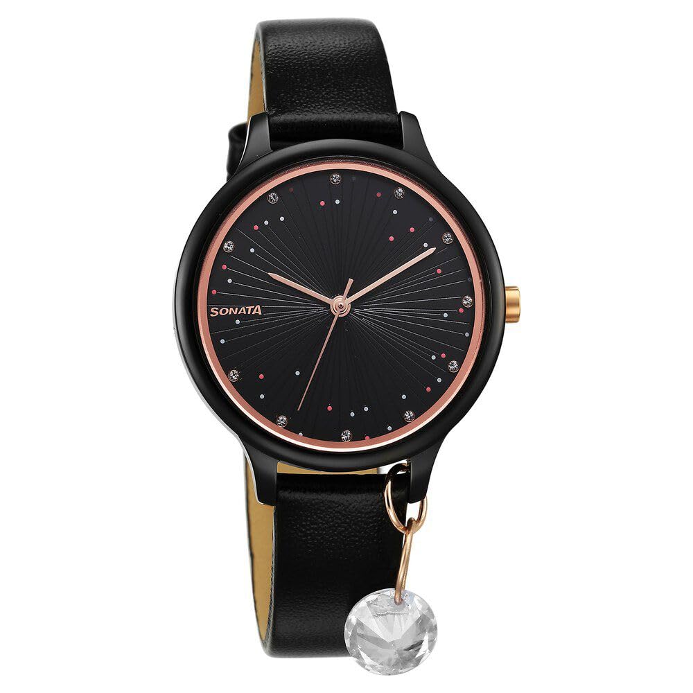 Sonata Blush Quartz Analog Black dial Leather Strap Watch for Women-87050KL01 (B0CRHPDCT4) Amazon Price History, Amazon Price Tracker