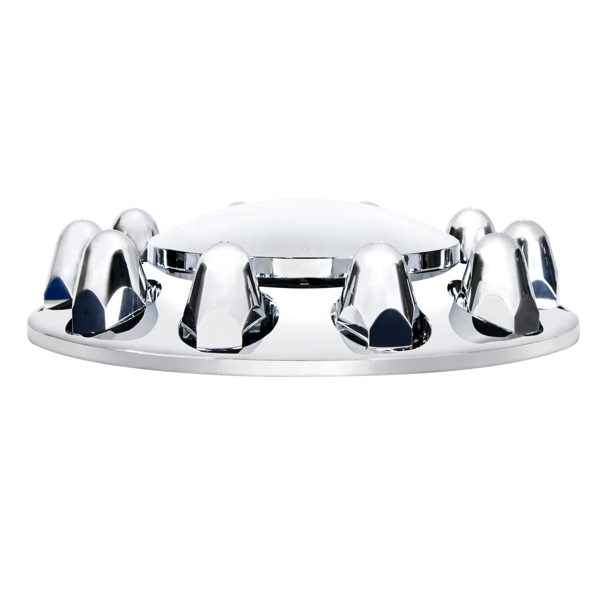 United Pacific Chrome Plastic Semi Truck Front Wheel Axle Hub Covers / 1.5