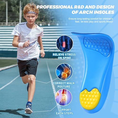 Image of Bacophy Kids Arch Support Insoles Orthotic Cushioning Inserts Deep Heel Cup