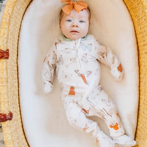 Image of Copper Pearl Zip-Up Footie Baby Pajamas - Soft Newborn Onesies for Boys & Girls, Tag-Free with Two-Way Zipper Baby Sleepers for Newborn - 24 Months, Luna
