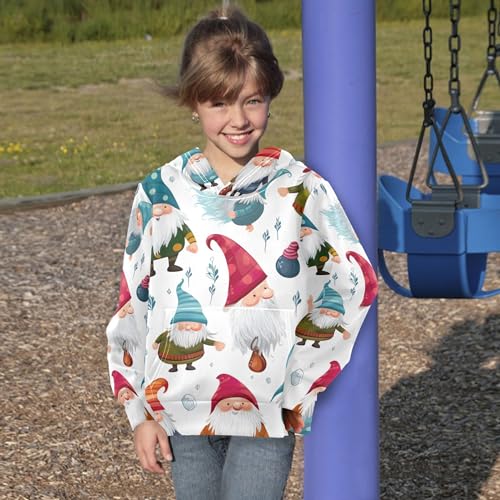 Kids Hoodies Sweaters Christmas Gnome Dwarfs Hooded Sweatshirts with Big Pockets for Boys Girls B04000254