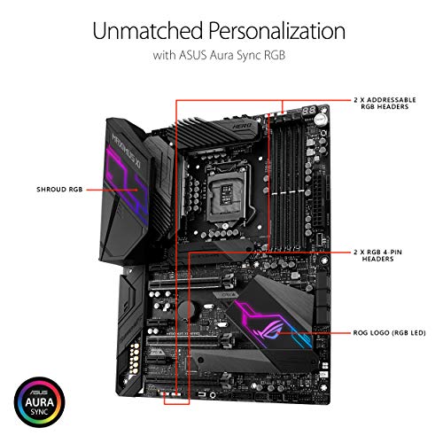 Asus Z390 ATX Intel ROG MAXIMUS XI HERO Scheda Madre Gaming con Dissipatore M.2, LED Aura Sync RGB, DDR4 4400 MHz, senza Wi-Fi, Doppio M.2, SATA 6Gb/s, USB 3.1 Gen 2, Nero