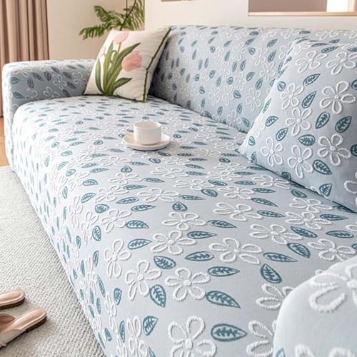 IJNBHU Funda elástica for Silla reclinable Relax,Estampada 100% Algodón 3 4 2 Plazas Protector de Sofá Protección Funda Antideslizante para Sofá Esquinero Lavable,Azul,5Seats305/360cm