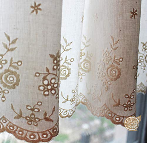 Cortinas de cafetería cortas en lino y algodón decorativas para ventanas pequeñas 6