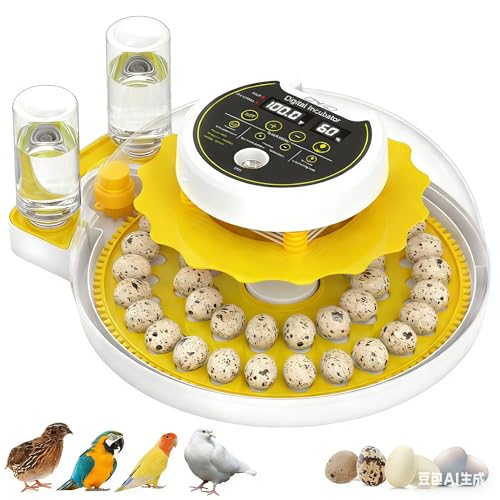 Quail Egg Incubator for Hatching 40 Quail Eggs with Automatic Turner and Humidity Control, Small Quail Brooder, Outdoor Poultry Egg Incubator, Suitable for Quail Parrot Canary and Other Bird