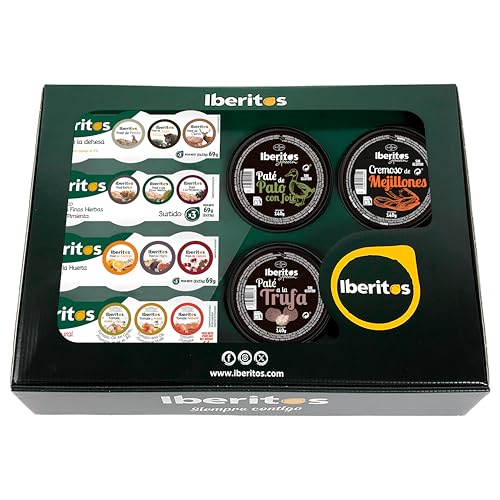 Iberitos - Caja Surtida con Cremas y Patés Gourmet - Ideal para Aperitivos y Regalos Gastronómicos - Variedad de Sabores Ibéricos y Vegetales - Contiene 1,123 kg