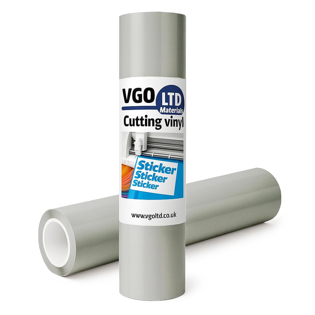 vgoltd Permanent Glossy Adhesive Vinyl Cutting Vinyl Roll for Mug Cup Window Home Decal & DIY Projects (Light Grey, 60 x 100 cm)