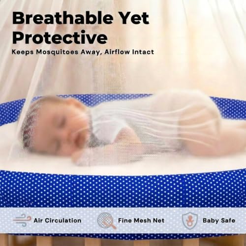 Image of VParents Sleeping Essentials Set with Mosquito Net, Spring & Metal Window Hanger (DarkBlue)