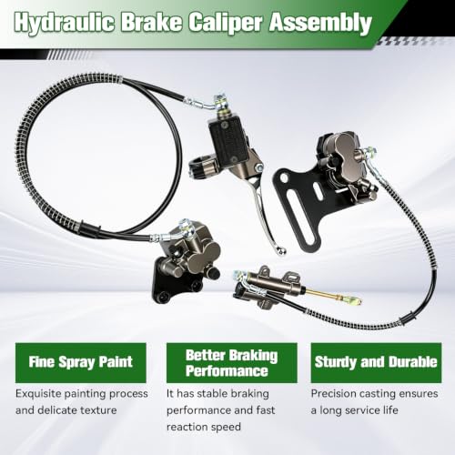 Image of Dirt Bike Front Hydraulic Brake Master Cylinder Caliper Assembly & Rear Brake Kit 12mm Compatible with Apollo SSR 125cc 110cc Tao Tao Coolster X-pro 90cc 70cc 50cc 4 Stroke Pit Bike Parts Gray