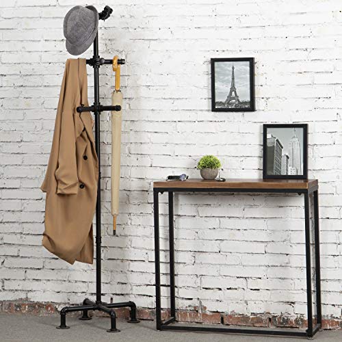 Mygift 64 Inch Industrial Black Metal Freetandiing Coat Rack Stand With Realistic Pipe Design And 12 Hooks, Entryway Organizer For Hanging Coats, Hat, Handbags, Scarves #TOP4