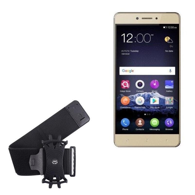 BoxWave Holster Compatible with QMobile King Kong Max - ActiveStretch Sport Armband, Adjustable Armband for Workout and Running - Jet Black