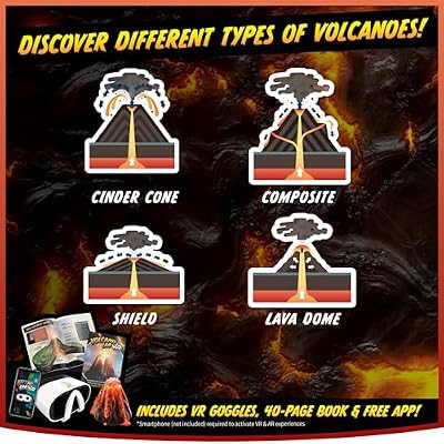 Abacus Brands STEAM Volcano Lab VR - Build and Erupt Your Own Volcano - Virtual Reality Kids Science Kit, Book and Interactive STEAM Learning Activity Set - for Ages 8 and Up
