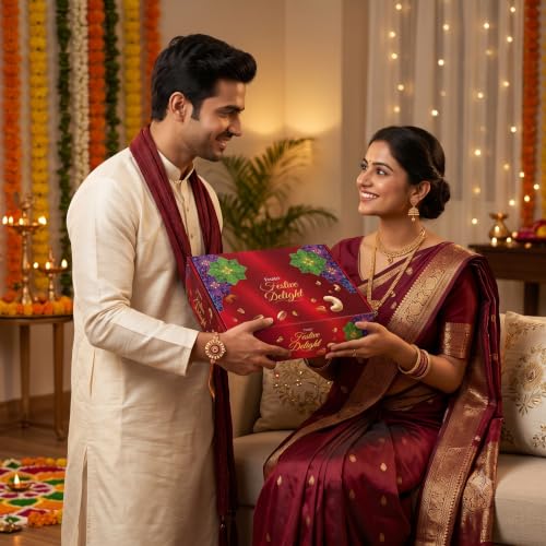 Image of Bay Nut Premium Rakhshabandhan /Rakhi Gift Hmaper Assortment Of Nuts & Dried Fruits|Festival Gift For Family & Friends|Combo Pack Of Almonds,Cashews,raisins 250gm,2 rakhi, rolichawal, 1 card ,1 choclate Festive Celebration (h-6)