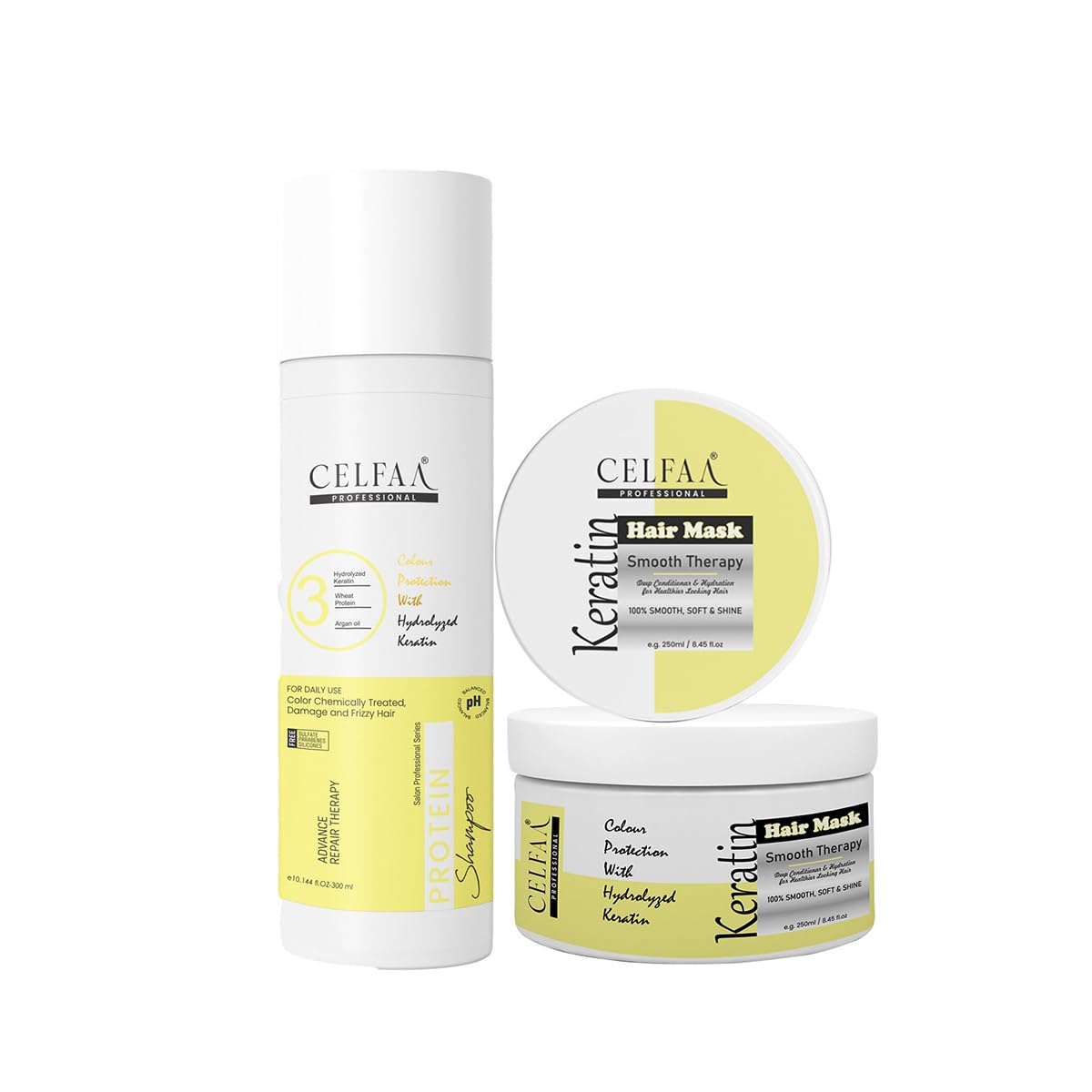 Keratin Protein Shampoo + Hair Mask | Keratin Protein Hair Repair Shapmpoo & Mask | Dry & Frizzy Hair | Paraben & Sulphate Free | 300ml + 250ml | Shampoo & Mask For Damaged Or Color Treated | (2 Items in the set) (Yllowe, Protein)-image-17
