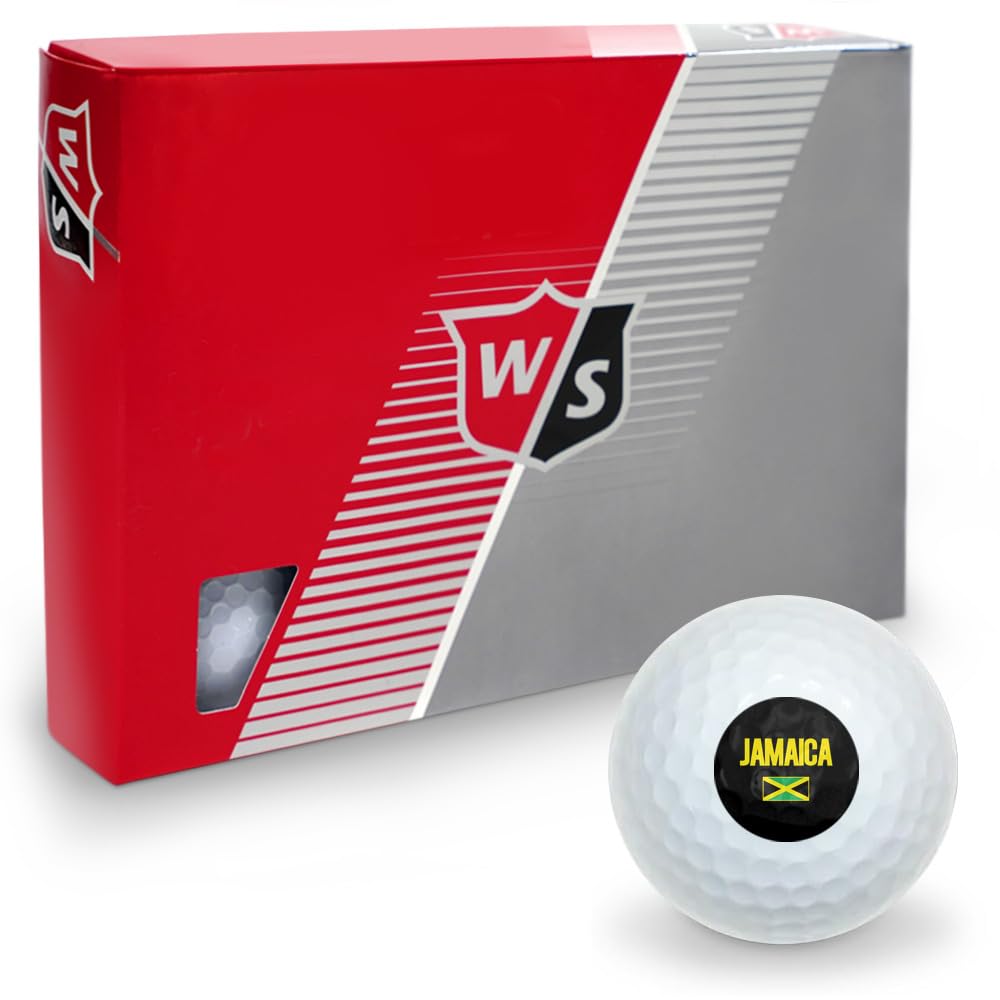 GRAPHICS & MORE Jamaica Flag Wilson Golf Balls 12 Pack, Regulation Size Full Color Premium Golf Balls