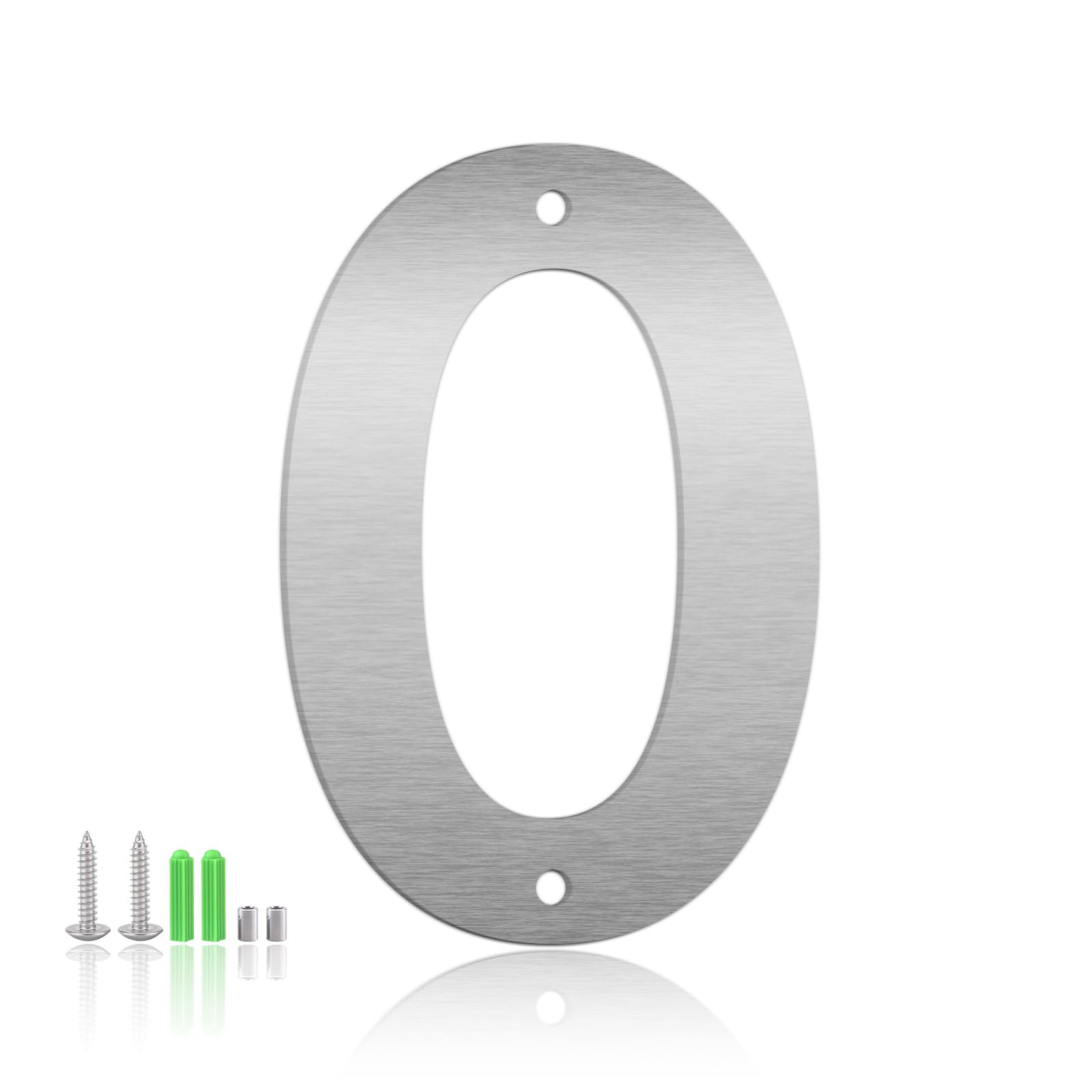 Photo 1 of 5 Inch Floating House Numbers and Metal Letters for Outdoor Signs, Modern 304 Stainless Steel Silver Address Numbers for Home, Apartment, and Garden Decor (Number 0)