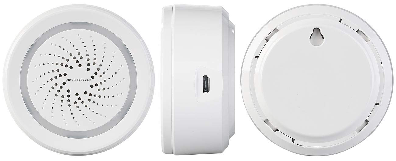 VisorTech Netzwerk-Sirene: 2er-Set Alarm-Sirene mit WLAN & App, komp. zu Alexa & Google Assistant (Funk-Alarmsystem, Funksirene)