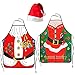 Qpout Noël Tabliers,Cuisine Tablier Adulte Tablier Père Noël Tablier Noël Cadeau Tablier Christmas Aprons pour Hommes Femmes dîner de Famille Cuisson Cuisson Chef Décoration