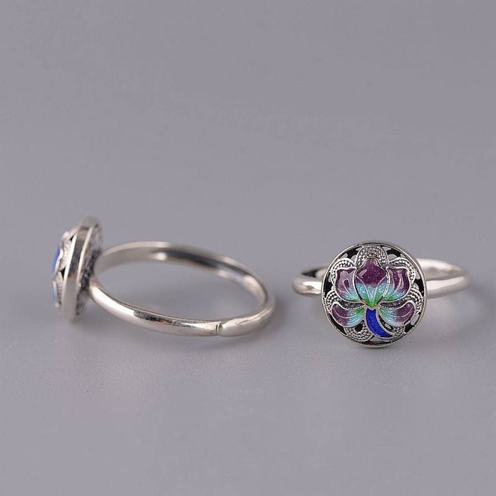HGJH Silberringe Damen 925,S925 Sterling Silber Pfingstrose Blume Ring Verstellbare Ringe Rund Retro Zeigefinger Ring Silber Ewigkeitsring Hochzeit Charme Schmuck Geschenke Für Männer Mädchen Damen