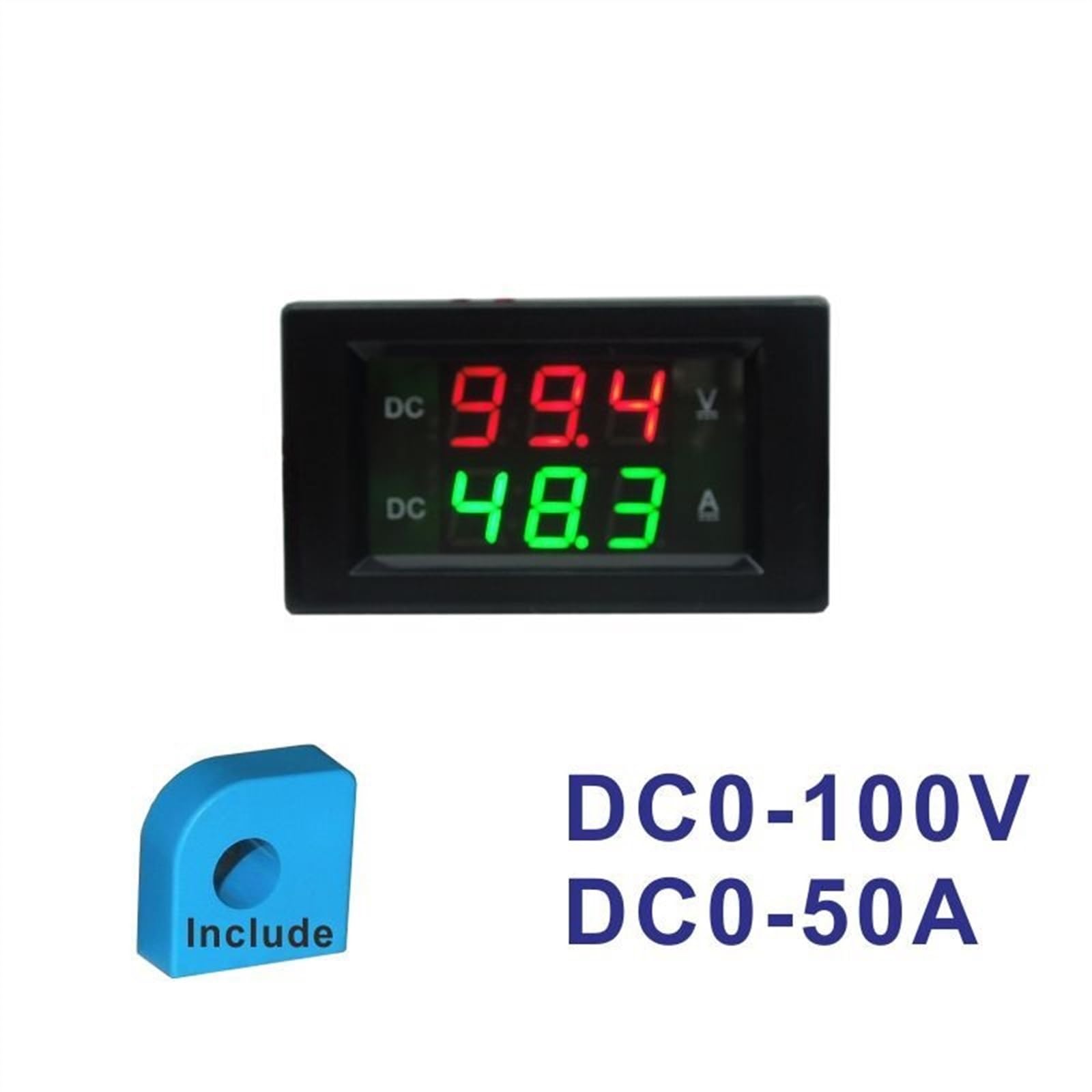 Voltímetro Digital de CC 0-100 V CC 0-50 A con Sensor, amperímetro, medidor Dual LED, medidor Dual de Voltaje y Corriente, comprobador de voltímetro.