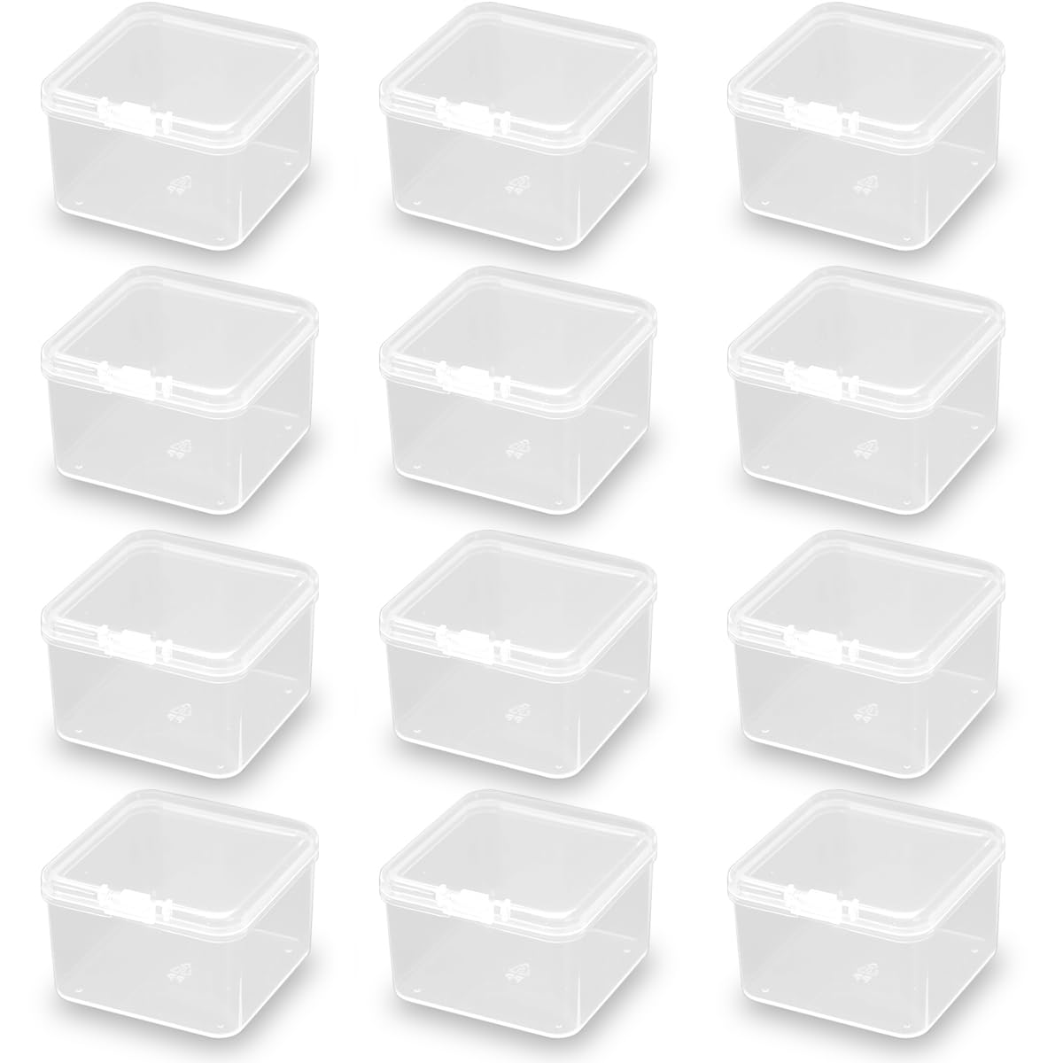 24 recipientes cuadrados vacíos de plástico transparente con tapas para objetos pequeños y otros proyectos de manualidades
