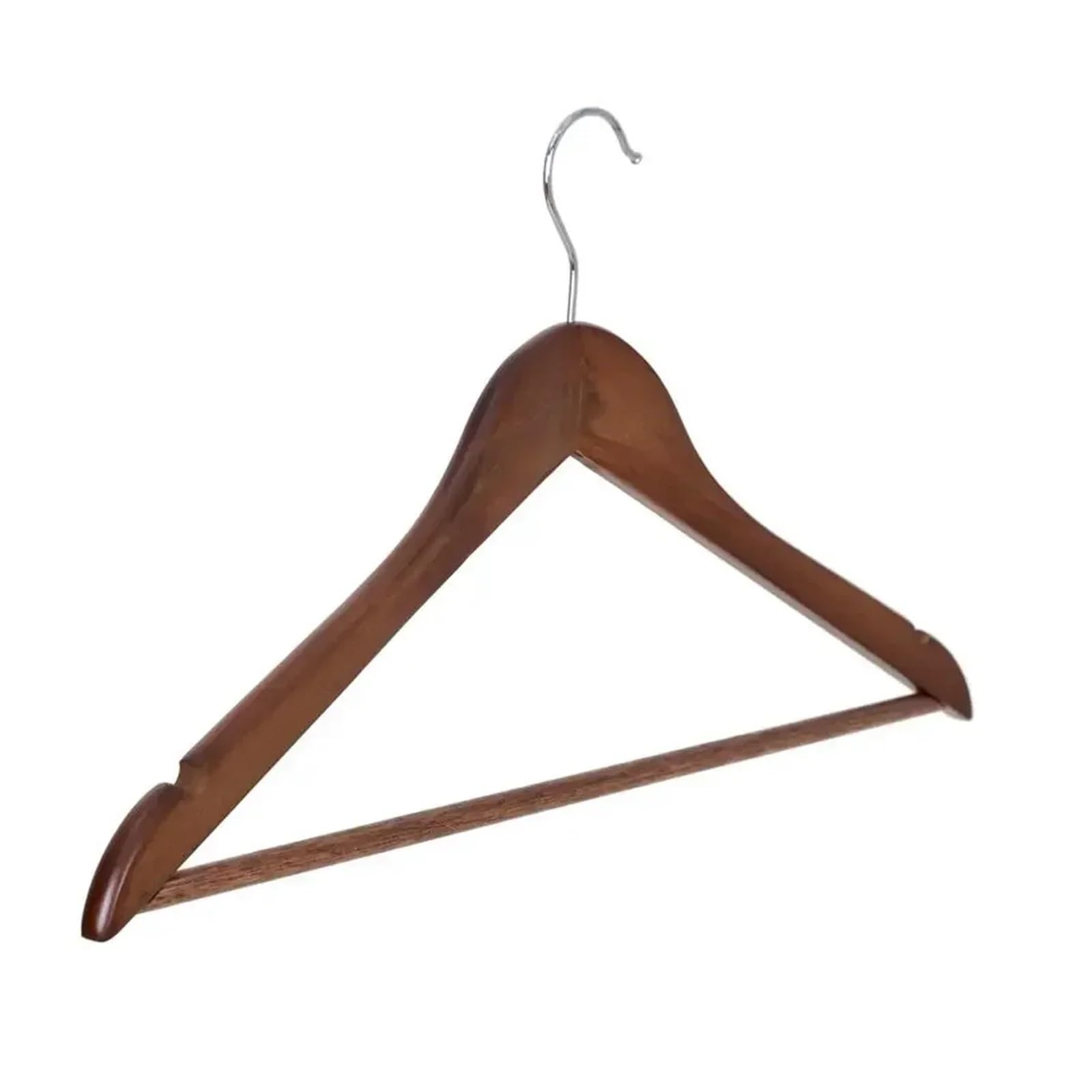 Cintres en bois pour costume avec encoches et finition noyer chic