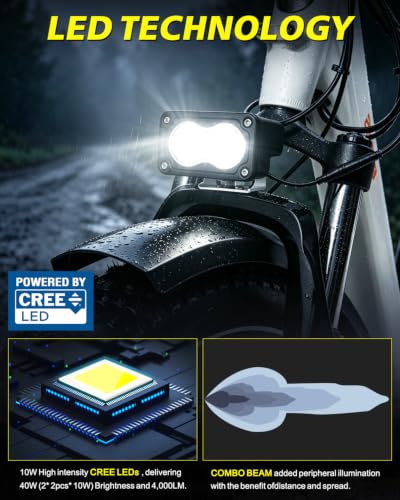 Image of 3 Inch LED Pod with XT60 Connector 20W CREE LED E-Bike Headlight | High Intensity CREE LEDs, Spot Flood Combo Beam, Small Offraod Driving Hea light for Dirt Bike Truck Motorcycle ATV UTV SUV