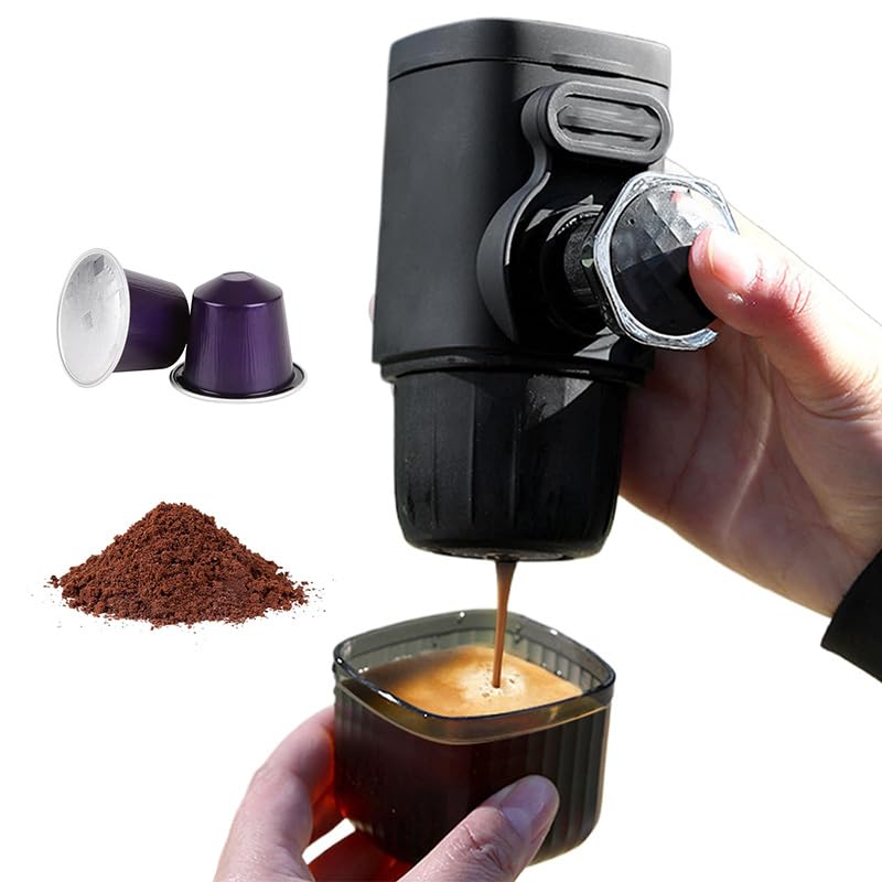 Cafetera portátil, molinillo reutilizable prensado a mano para viajes, ideal para camping, uso en exteriores e interiores