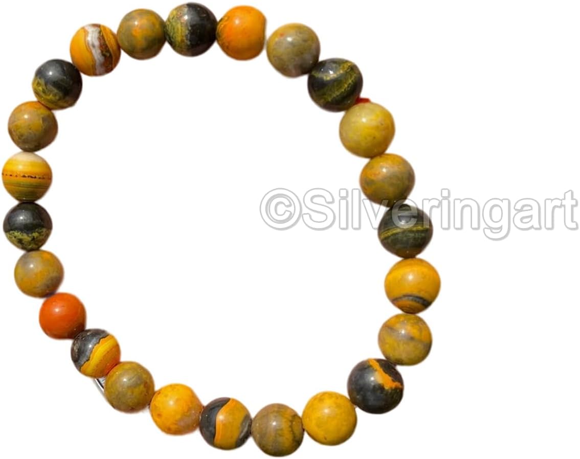 Bumble Bee Jasper Beads Bracelet, Natural Jasper Bracelets, Bumble Bee Jasper Birthstone, Healing Beaded Stretch Bracelet, Unisex Jewelry, Christmas Gift, Mens Bracelet, Meditation Womens Bracelets