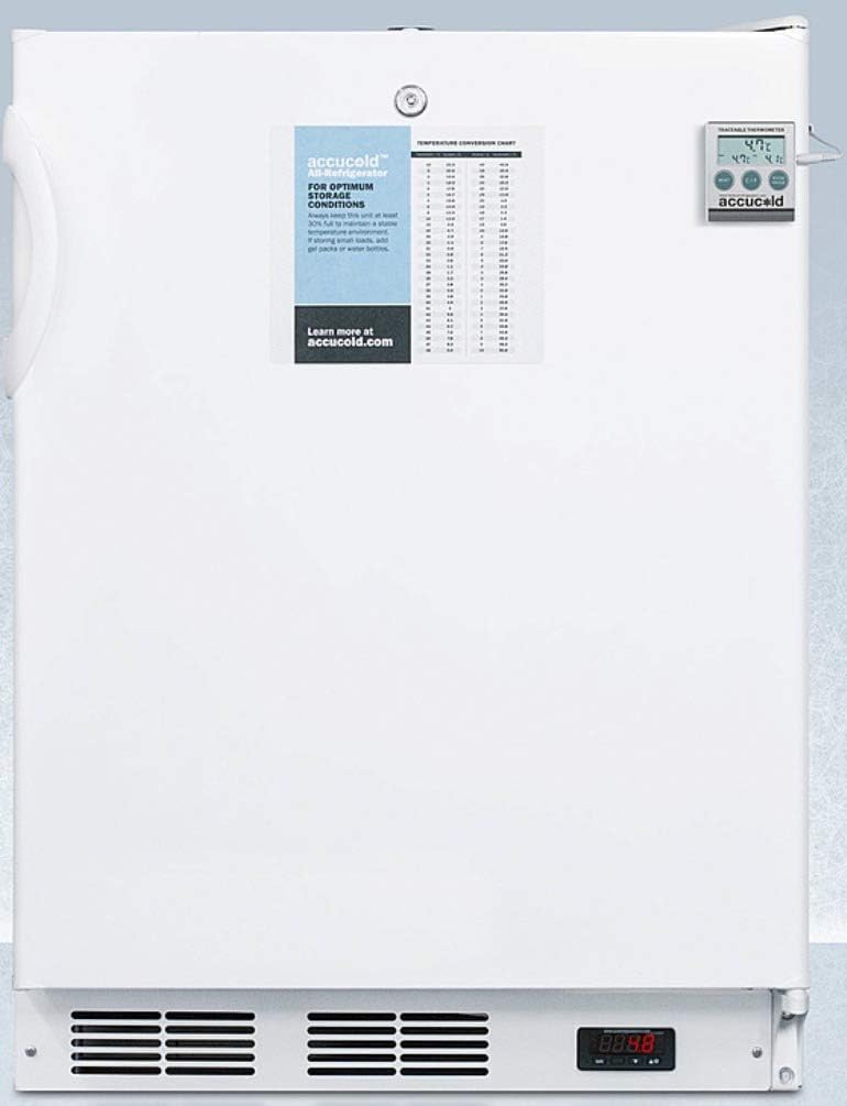 Accucold FF6LWPLUS2ADA 24-Inch Wide All-Refrigerator - White; ADA Compliant; NIST Calibrated Temperature Display; Freestanding; RHD (Right-Hand Door Swing); CARB Compliant