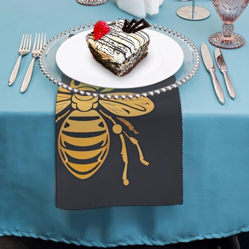 Servilletas de Tela con Patrón de Abeja Dorada Pack 6 miniatura 4