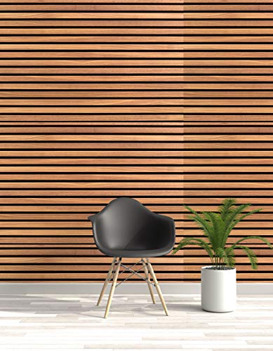 Image of DWELLSINDIA Self Adhesive Wallpaper Peel & Stick, Waterproof, Scratch Resistant (41cm x 244cm) (Horizontal Strip Wood Design)