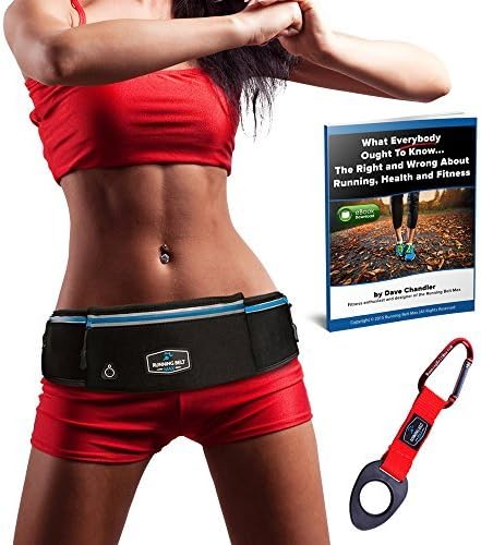 RunningBeltMax Running Belt Waist Pack -- Waterproof Fanny Pack for iPhone, Samsung Galaxy, Android - 3 Pockets, Black
