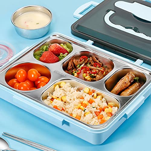 Fiambrera Bento de Acero Inoxidable, con Gran Capacidad para arroz, Aislamiento térmico Sencillo, portátil, 4 Compartimentos.