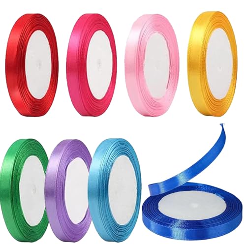 8 Roll Double-Sided Satin Ribbon Set 1cm x 22m Assorted Colors for Crafting Gift Wrapping Sewing & DIY Decorations