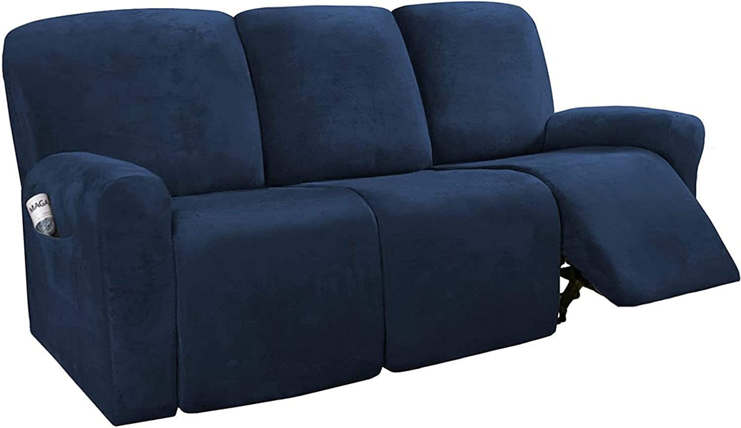 Soft Velvet Recliner Covers Stretch Recliner Chair Slipcover 3 seat Recliner Sofa Cover Non Slip Washable Reclining Couch Cover for Living Room (Color : Navy, Size : 3 Seater)-image-41