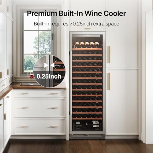 Image of Ca'Lefort Wine Fridge Dual Zone, 155 Bottle 24 Inch Wine Cooler Refrigerator, 40-65F Refrigerator with Glass Door, 3 LED Built-in /Freestanding Fridge for Bar /Kitchen /Resterant (Right-Hinged)
