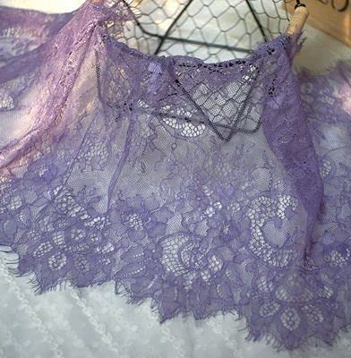 Koronkowa lamówka do rzęs, Tkanina koronkowa z oczkami w wielu kolorach, 35 cm szerokości, 3 metry(Violet)