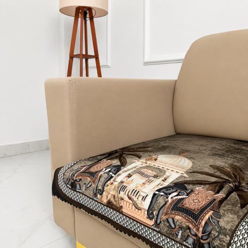 Image of Homerz Premium 'Luxe Series' Sofa Cover | Holland Velvet Fabric | Smooth Finish | Anti-Slip Fleece Backing Couch Protector (Maharaja, 1 Seater, Only Seat Cover)