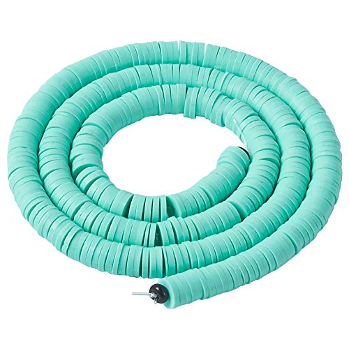 Boutigem 380Pcs Flat Round Polymer Clay Beads 6mm Handmade Heishi Jewelry Making Beads for Bracelet Necklace Making Aquamarine