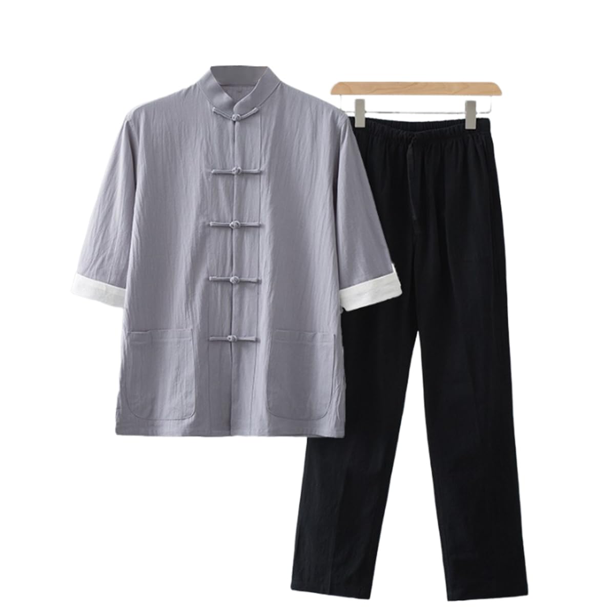 Uniforme de Tai Chi gris en coton vêtement d'entraînement de Kung Fu unisex 4XL